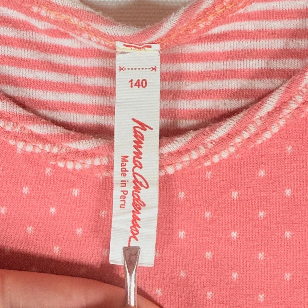 Hanna Andersson 140 10‎ Dress Pink Polka Dot Skater Twirly Soft Playful Girly